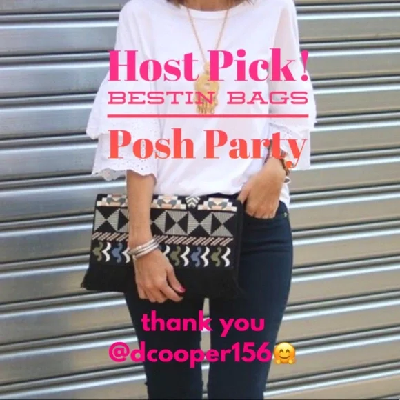 Stella & Dot | Black/Multi Embroidery Taj Clutch - Picture 3 of 10